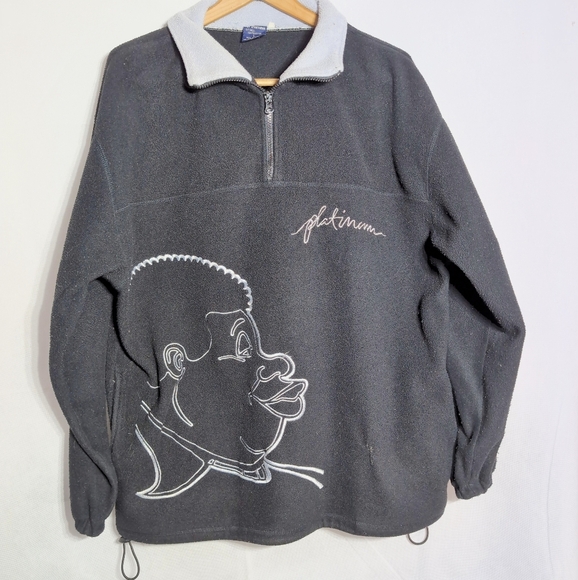 Vintage Doby Platinum Fat Albert Sz L Black Half Zip Sweatshirt - Picture 2 of 5
